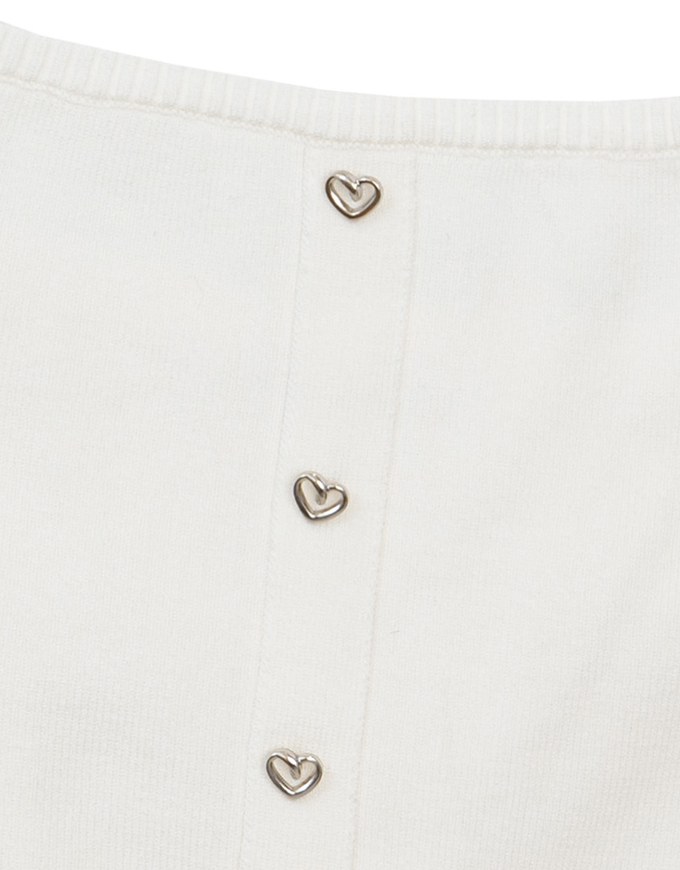 Heart Shaped Button Stretch Ribbed Knit Cami Crop Top