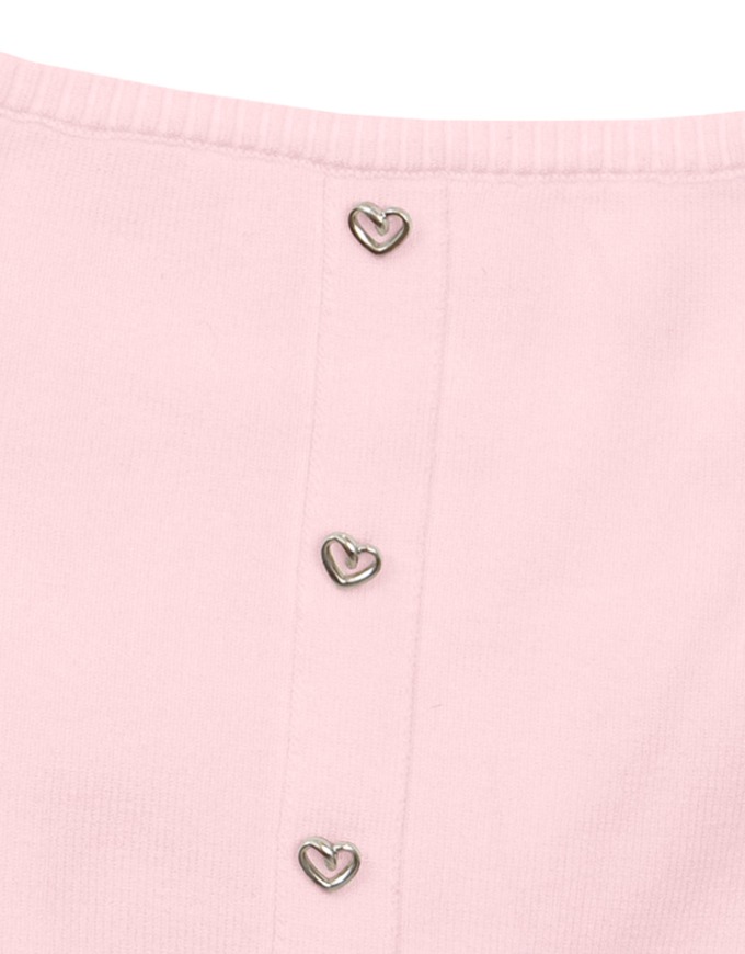 Heart Shaped Button Stretch Ribbed Knit Cami Crop Top