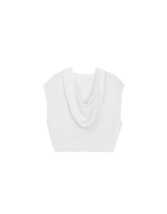 Sleeveless Knitted Zip Up Hoodie Vest Top