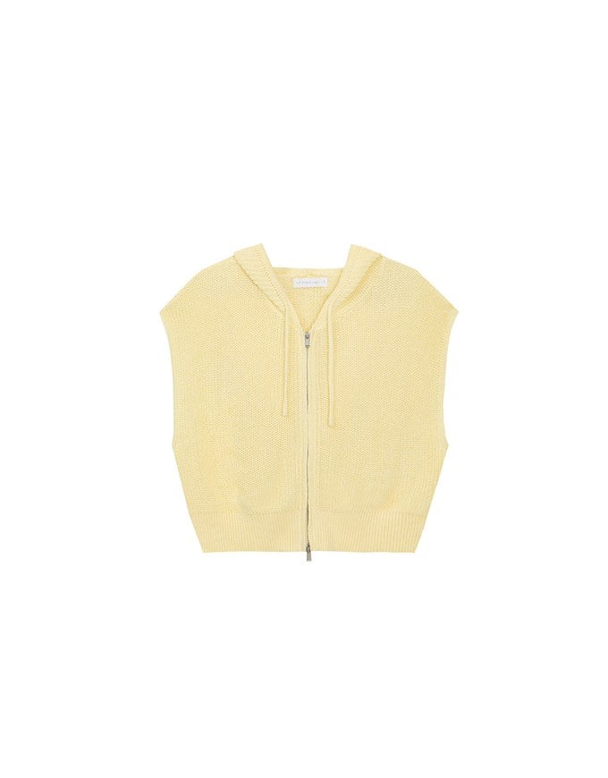 Sleeveless Knitted Zip Up Hoodie Vest Top