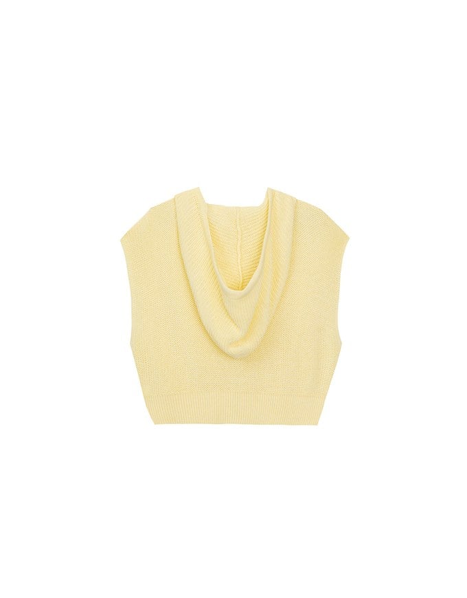 Sleeveless Knitted Zip Up Hoodie Vest Top