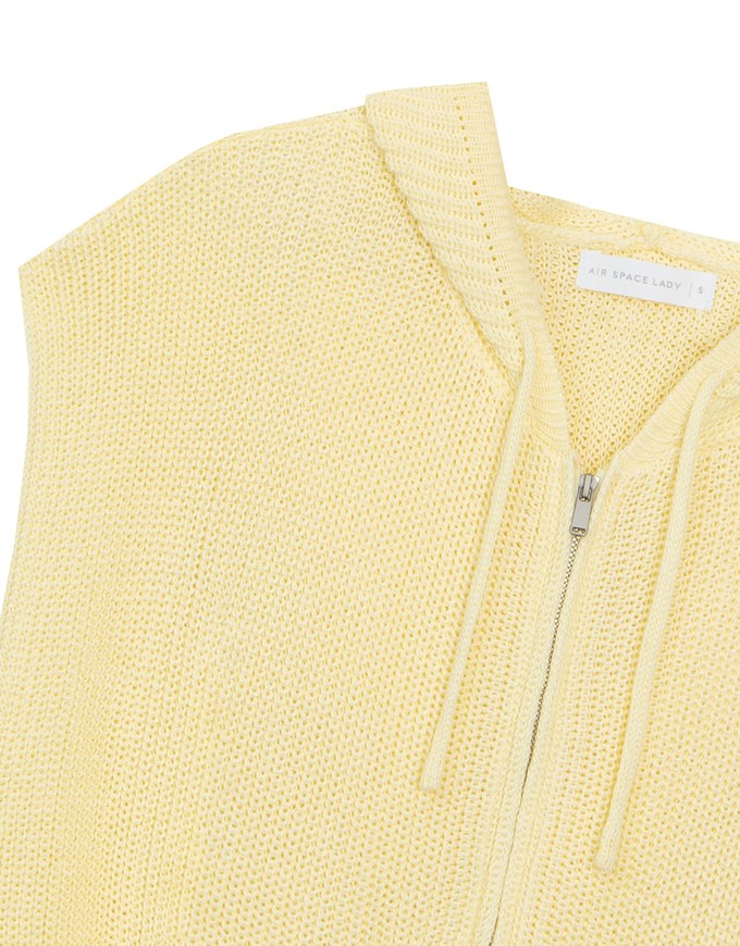 Sleeveless Knitted Zip Up Hoodie Vest Top