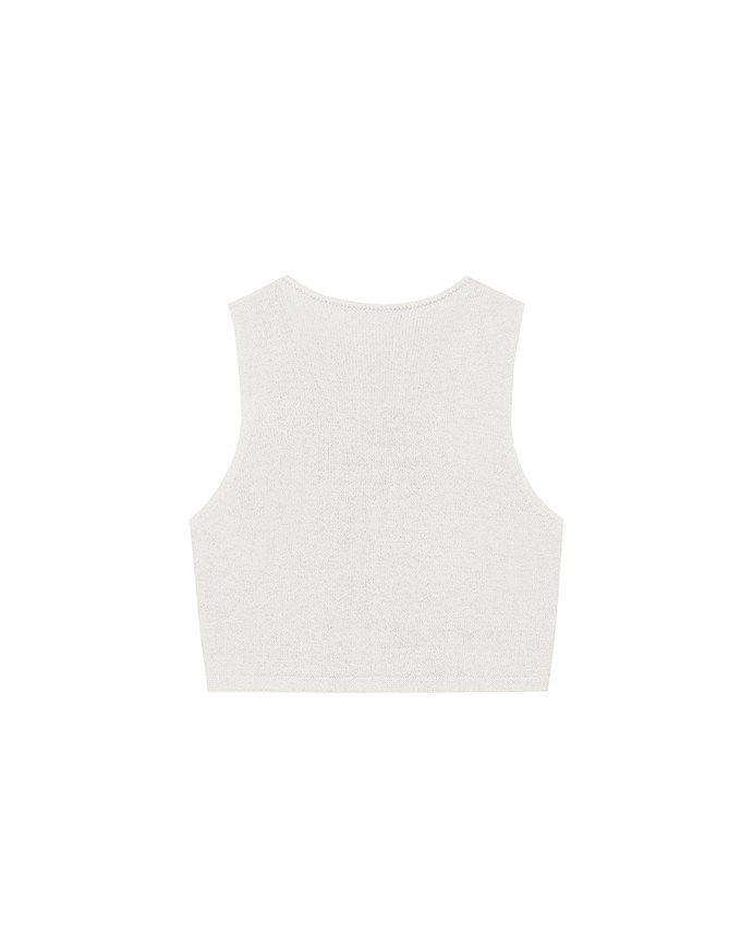 Pearl Button Front Open Knit Sleeveless Vest Top