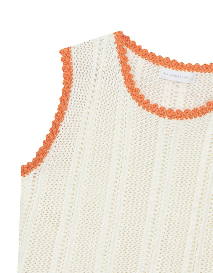 Contrast Crochet Trim Sleeveless Knit Tank Top
