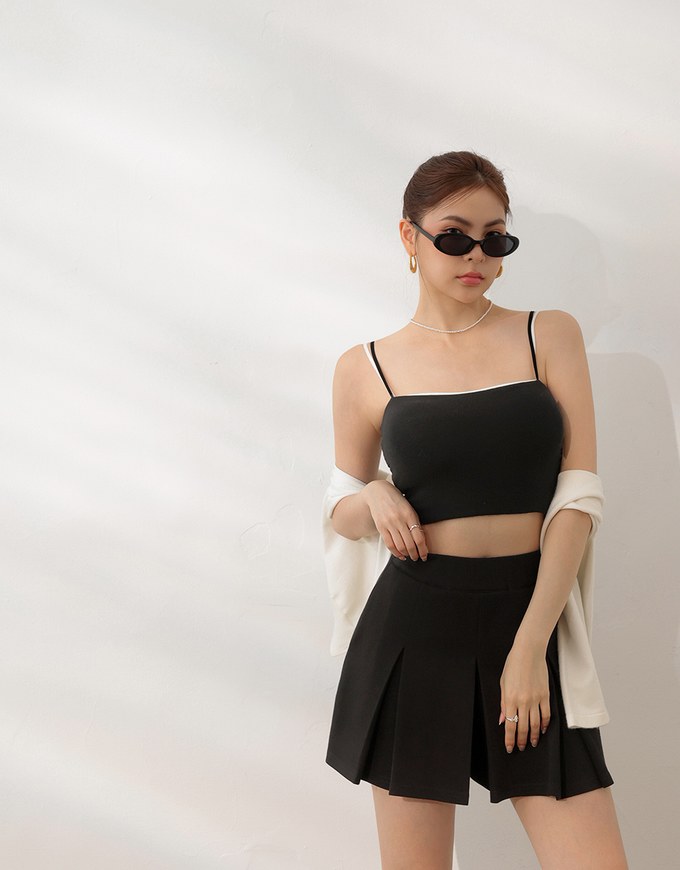 AIRY HOURGLASS High Waist Knit Pleated Flare Skort