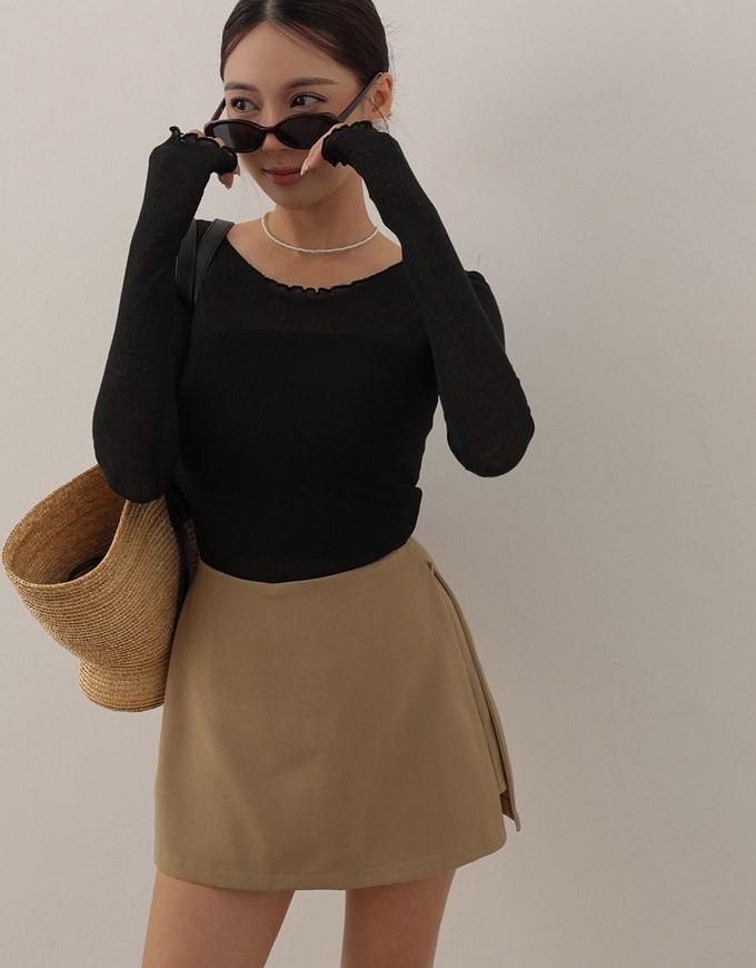 High Waist Minimal A Line Skort with Side Zipper