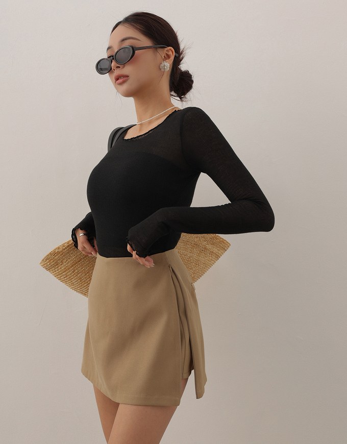 High Waist Minimal A Line Skort with Side Zipper