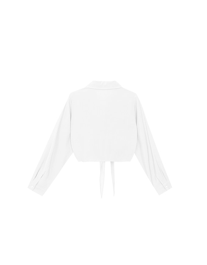 Tie Front Collared Shirt Blouse with Pockets