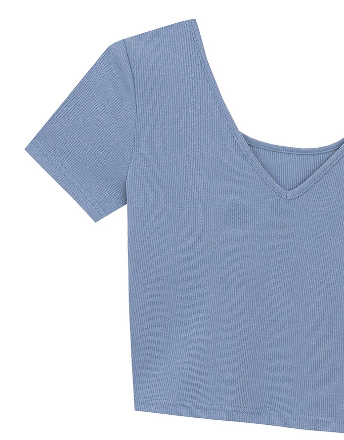 2 Way Neckline Ribbed Crop Tee