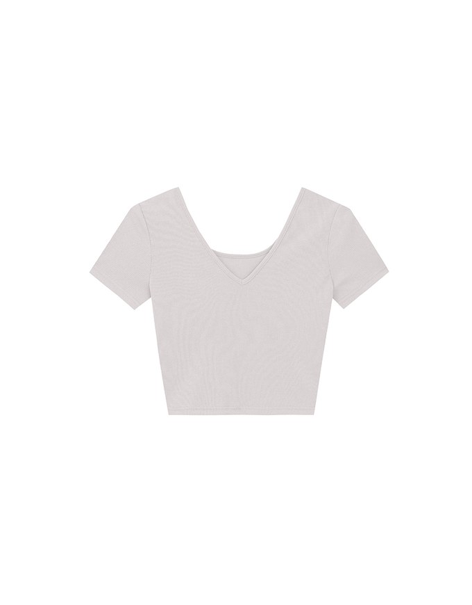 2 Way Neckline Ribbed Crop Tee