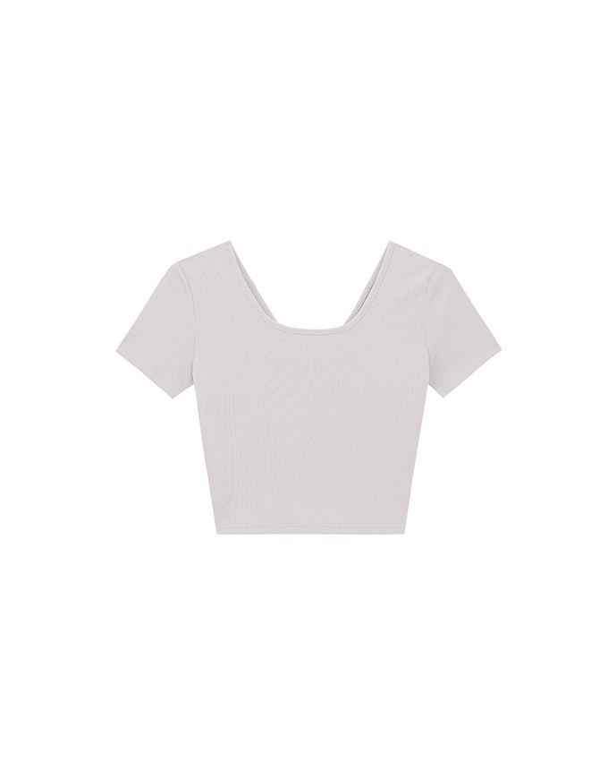 2 Way Neckline Ribbed Crop Tee