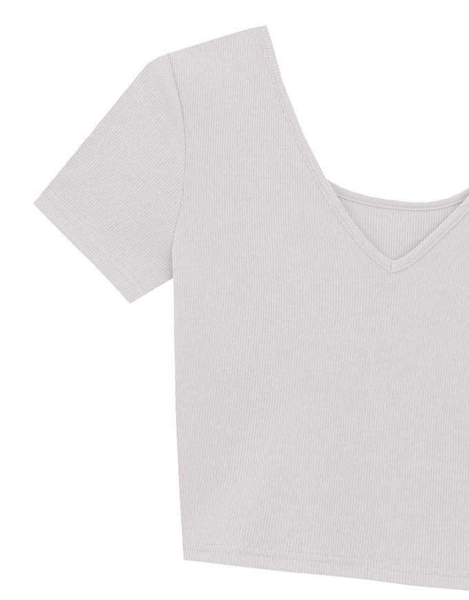 2 Way Neckline Ribbed Crop Tee