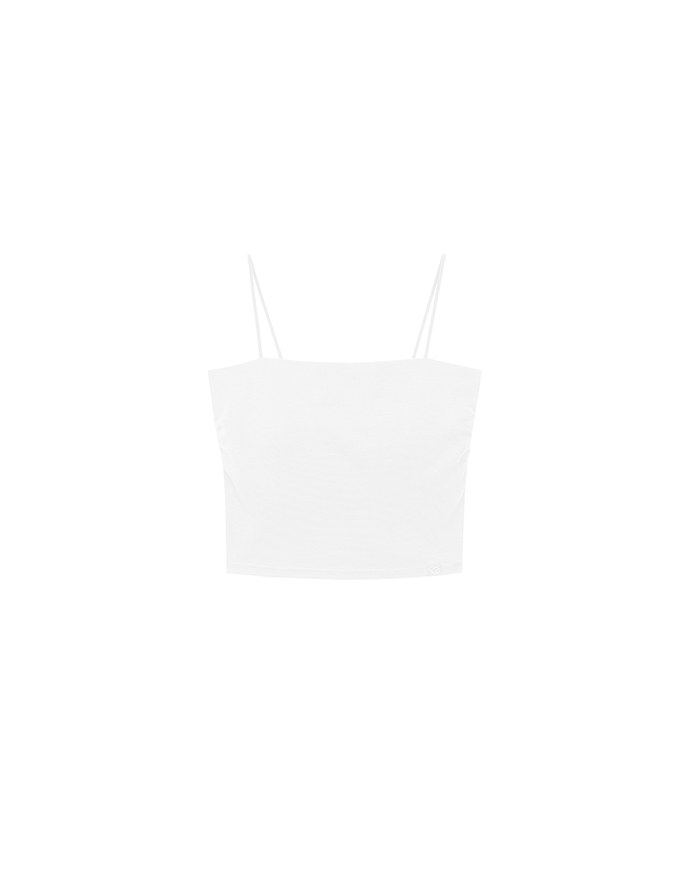 【Stain Resistant】Basic Spaghetti Strap Fitted Crop Cami Top