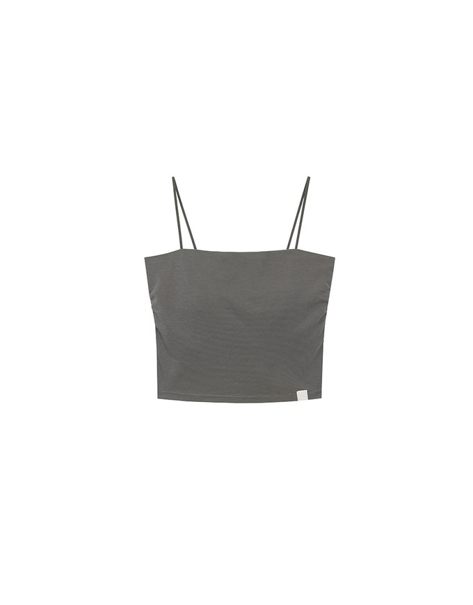 【Stain Resistant】Basic Spaghetti Strap Fitted Crop Cami Top