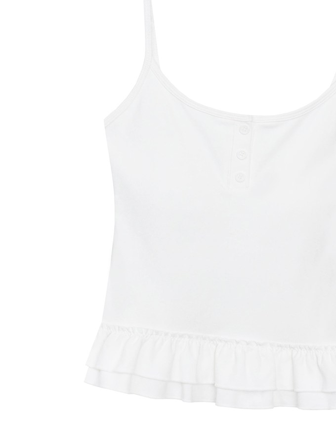 Fitted Knit Padded Cami Top with Flowy Ruffle Hemline