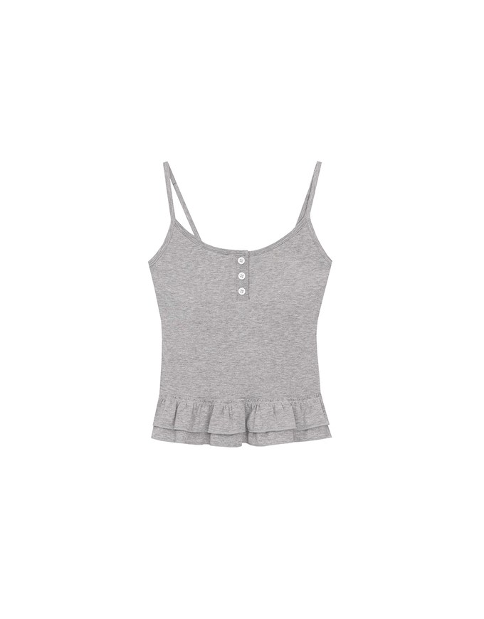 Fitted Knit Padded Cami Top with Flowy Ruffle Hemline