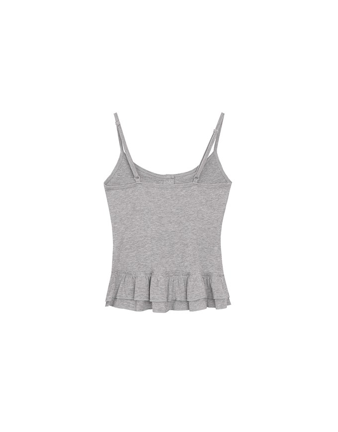 Fitted Knit Padded Cami Top with Flowy Ruffle Hemline