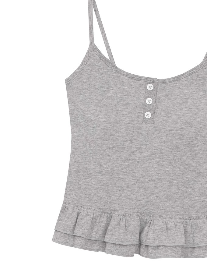 Fitted Knit Padded Cami Top with Flowy Ruffle Hemline