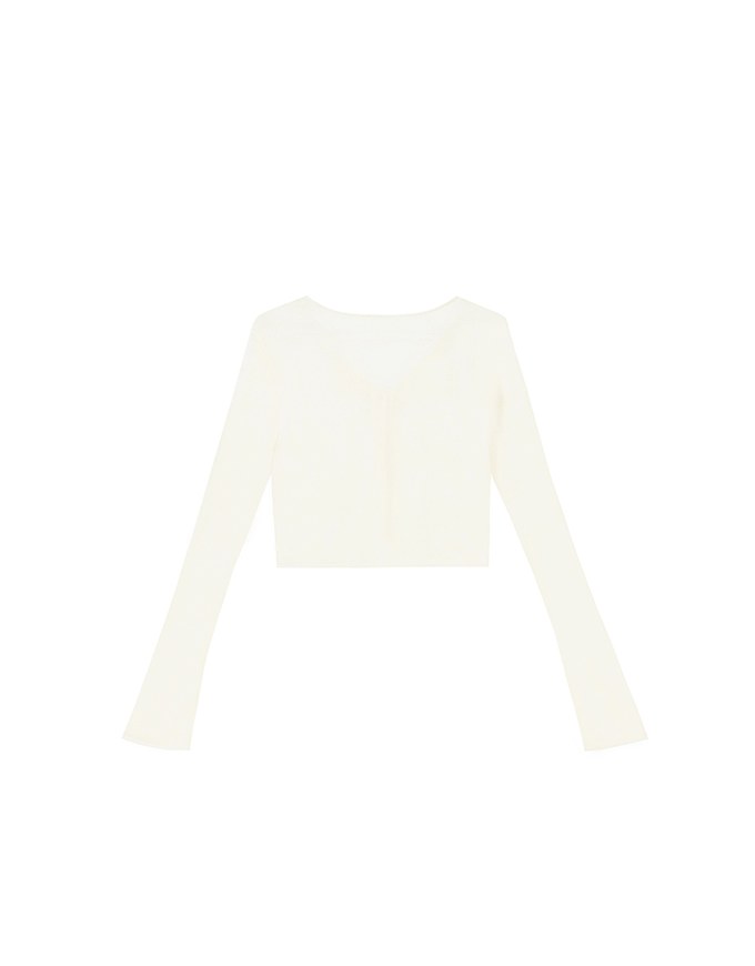 V Neck Fitted Crop Knit Cardigan Top
