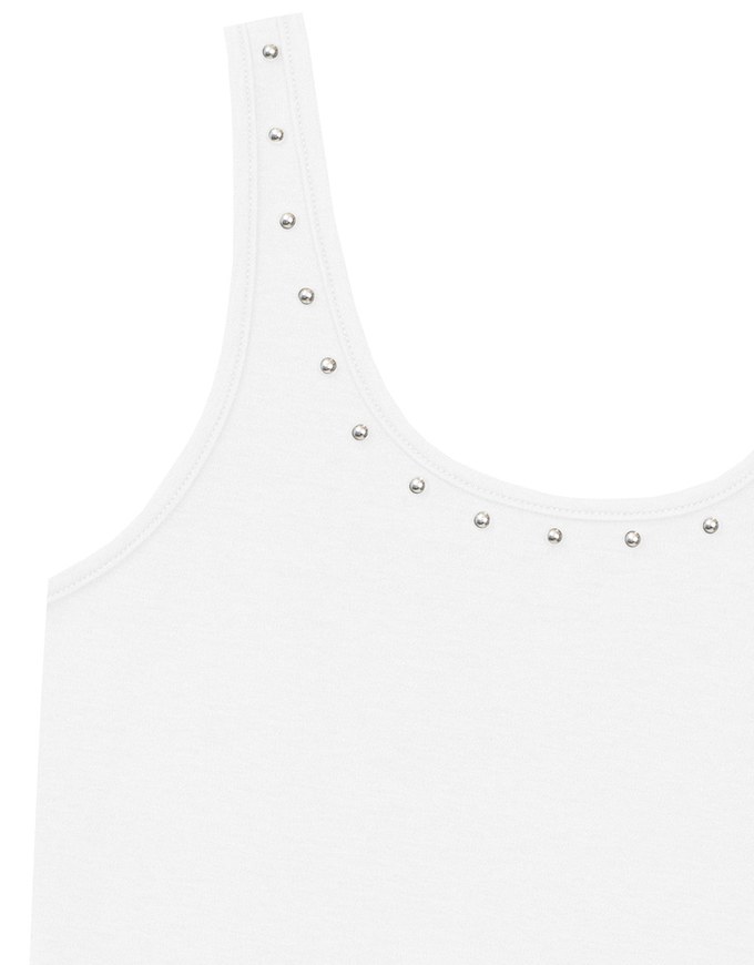 Metal Studded U Neck Ribbed Tank Top