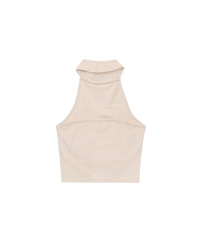 2 Way High Neck Sleeveless Crop Bra Top with AIR SPACE Logo Embroidery