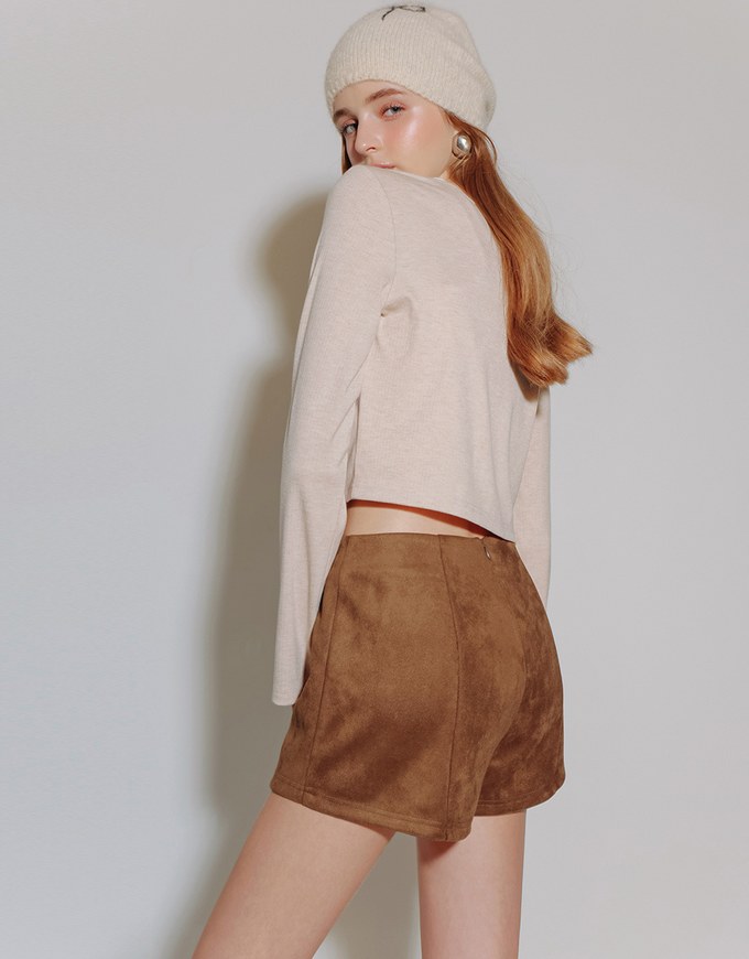 Simple Button Front Knit Long Sleeve Crop Cardigan