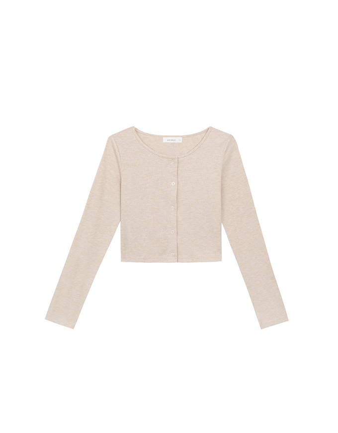 Simple Button Front Knit Long Sleeve Crop Cardigan