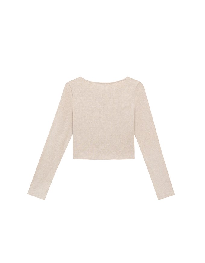 Simple Button Front Knit Long Sleeve Crop Cardigan