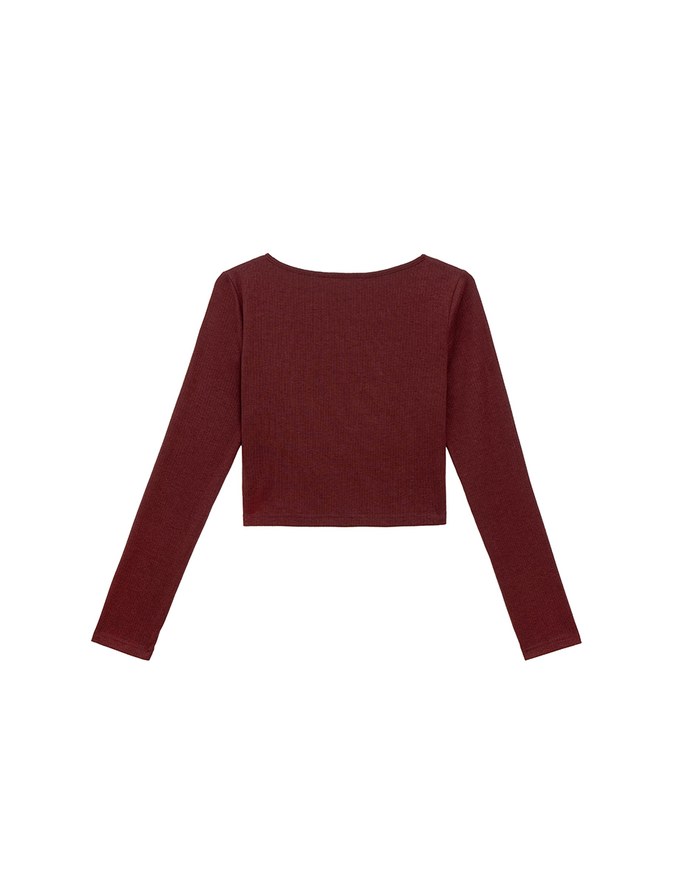 Simple Button Front Knit Long Sleeve Crop Cardigan