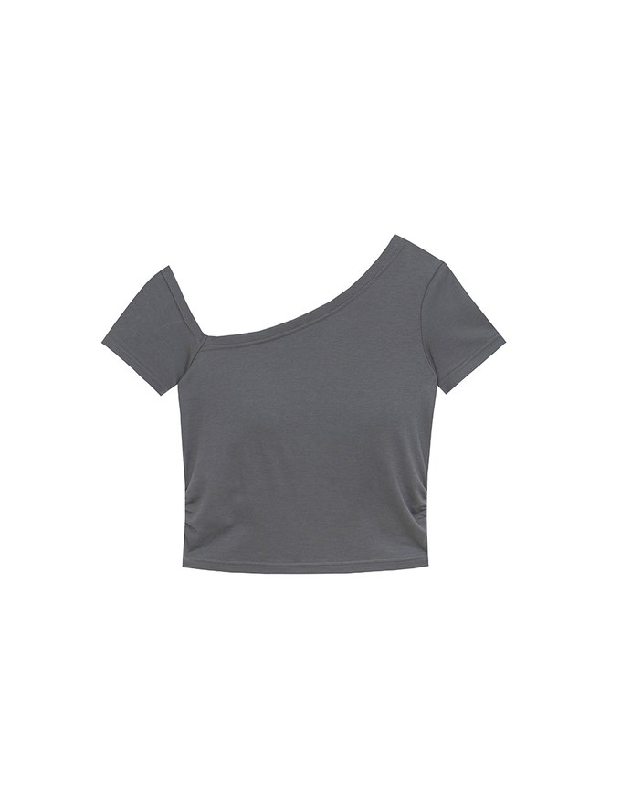 Basic One Shoulder Fitted Ribbed Crop Bra Top