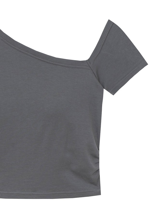 Basic One Shoulder Fitted Ribbed Crop Bra Top
