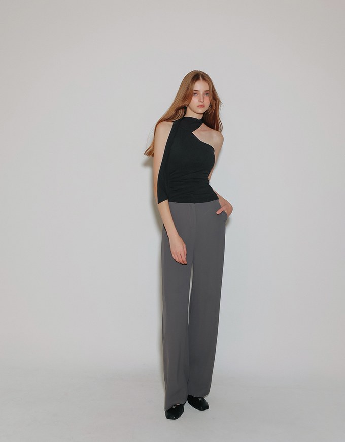 Asymmetrical One Shoulder  Padded Bra Top with Draped Scarf Detail