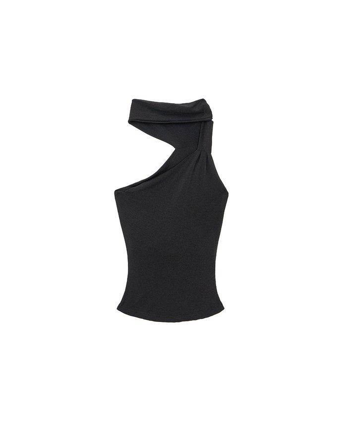 Asymmetrical One Shoulder  Padded Bra Top with Draped Scarf Detail