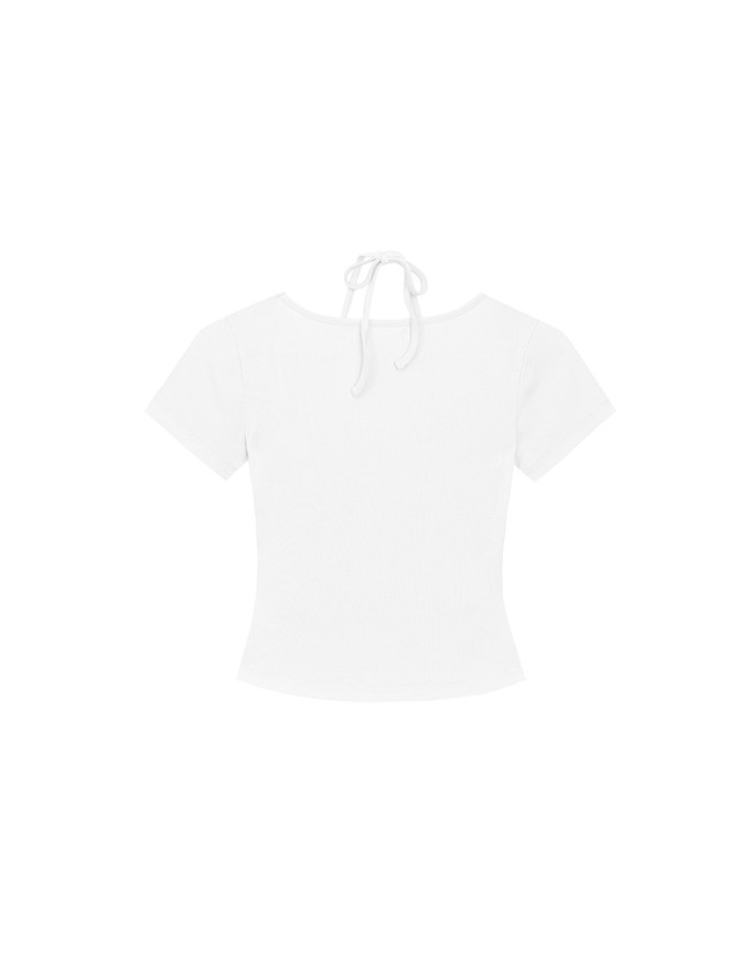 Faux 2 Piece Layered Halter Tie Crop Top with Ruched Sides