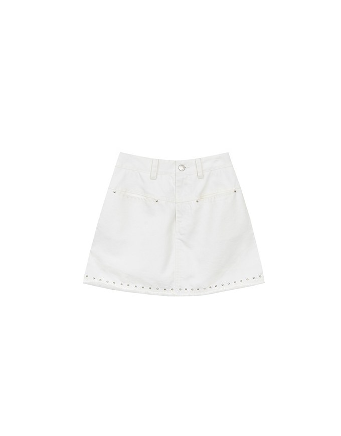 【Stain Resistant】Metal Studded A Line Jeans Denim Skirt