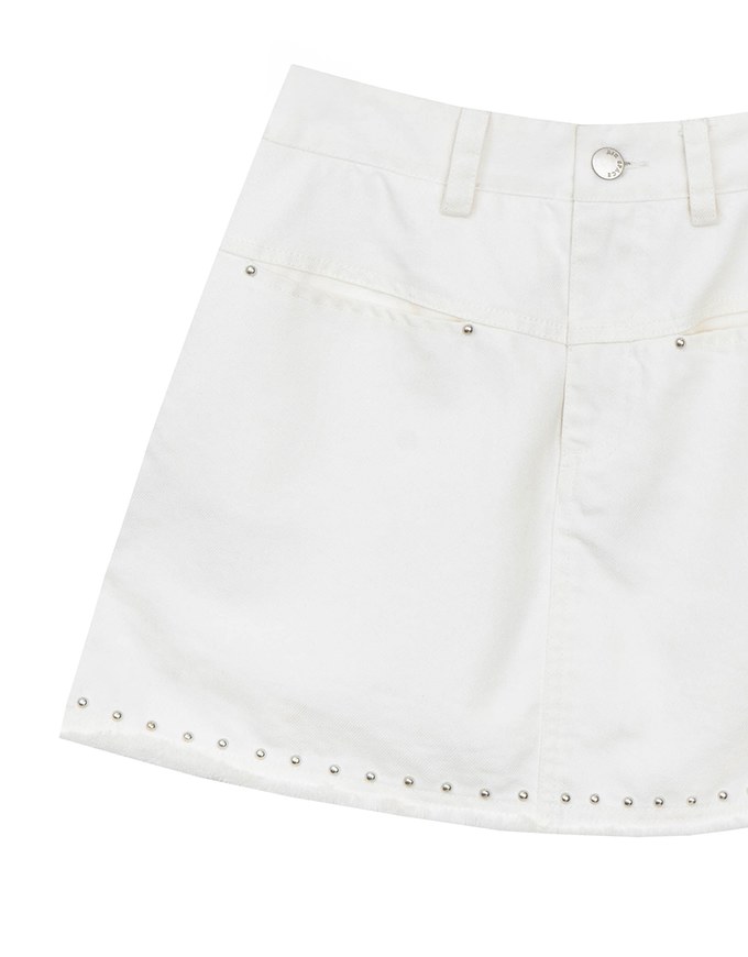 【Stain Resistant】Metal Studded A Line Jeans Denim Skirt
