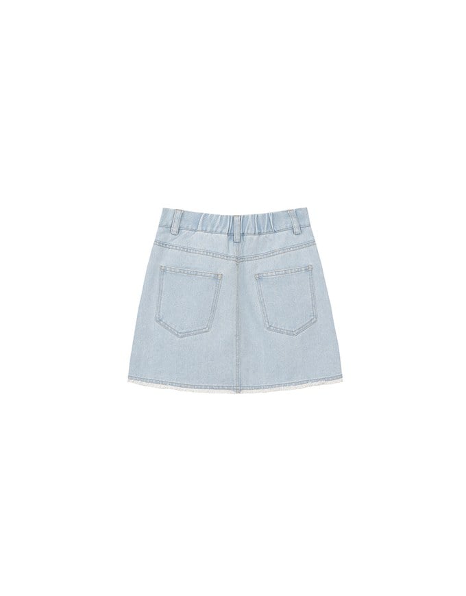Metal Studded Distressed Hem Jeans Denim Mini Skirt