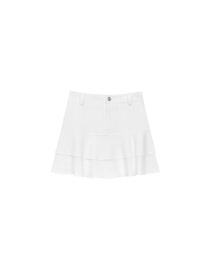 High Waist Layered Ruffle Hem Mini Skirt