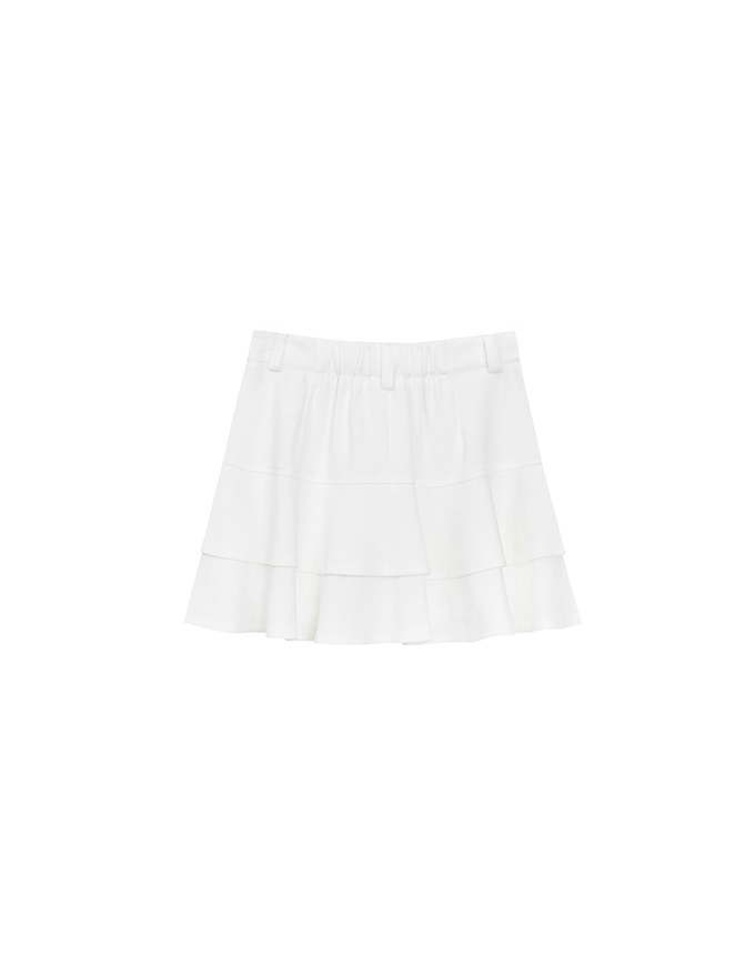 High Waist Layered Ruffle Hem Mini Skirt