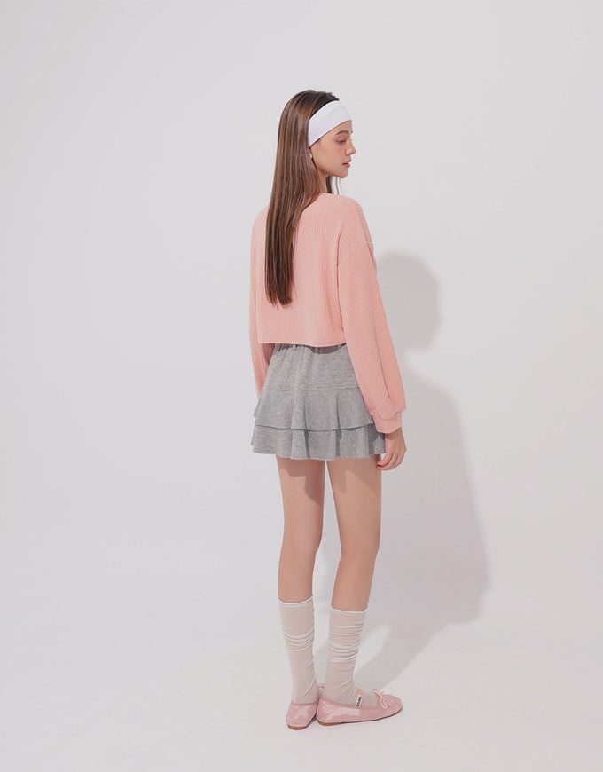 High Waist Layered Ruffle Hem Mini Skirt