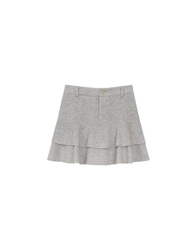 High Waist Layered Ruffle Hem Mini Skirt