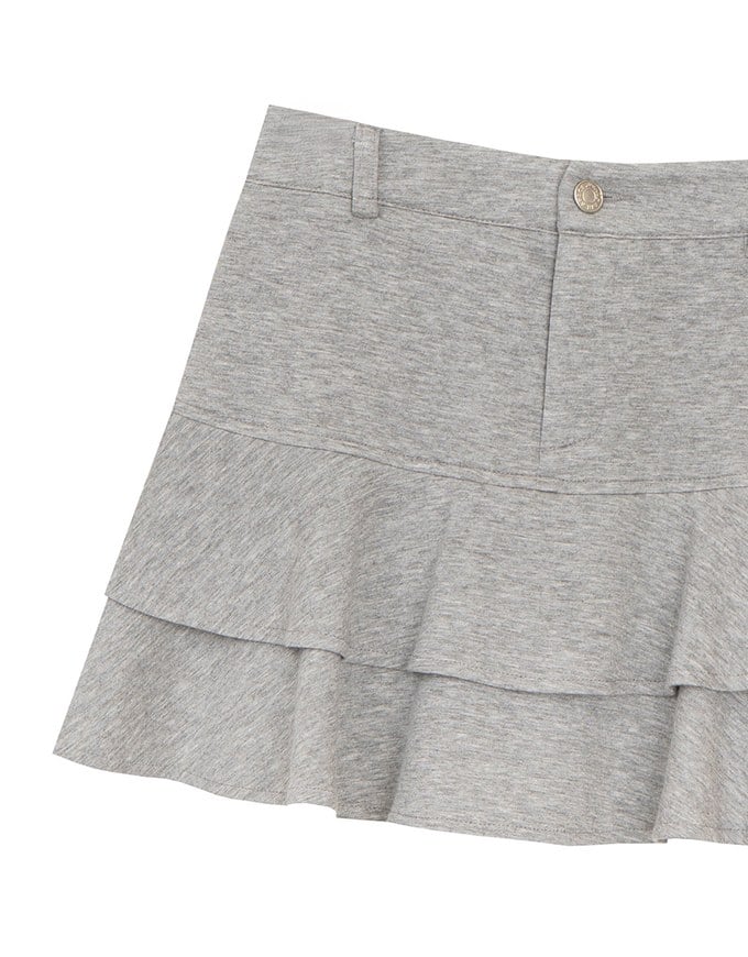 High Waist Layered Ruffle Hem Mini Skirt