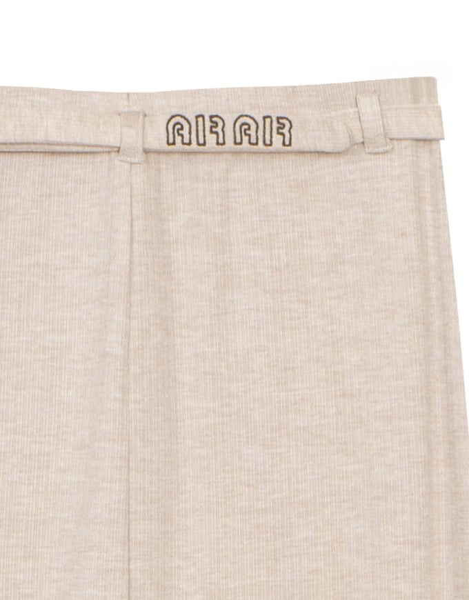 AIR SPACE Logo Embroidered Belted Straight Maxi Skirt