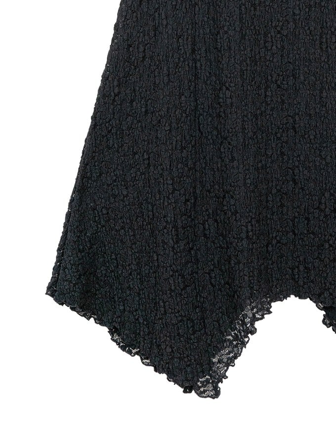 Lace Asymmetrical Hem High Waist Maxi Skirt