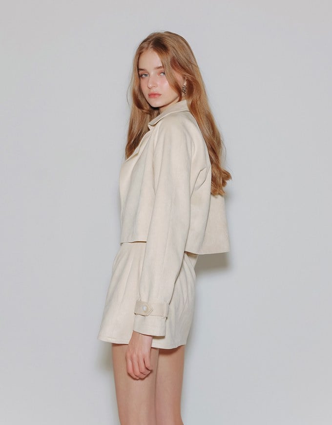 High Waist Faux Suede A Line Mini Skirt