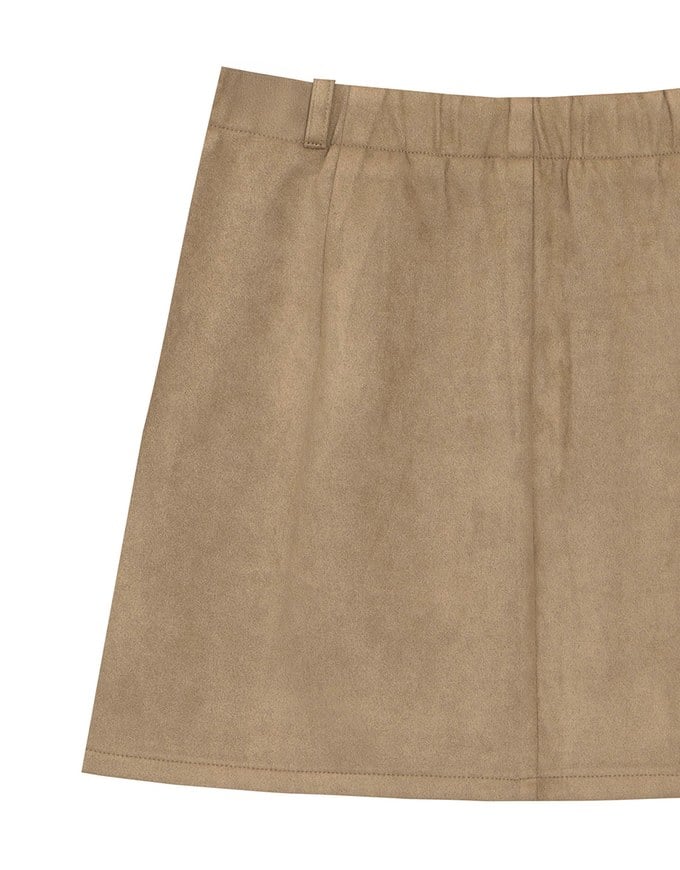 High Waist Faux Suede A Line Mini Skirt