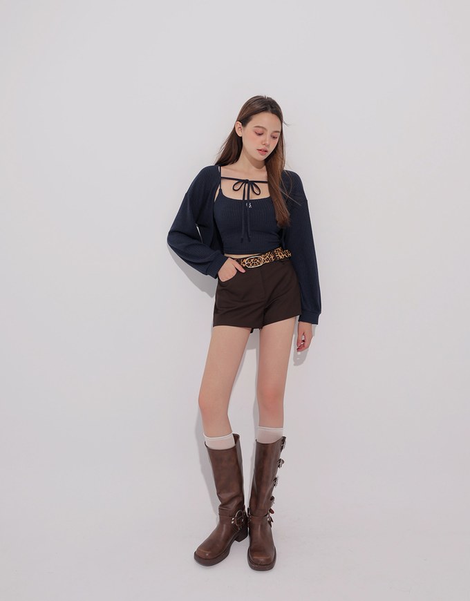 Tailored High Waist Shorts with AIR SPACE Logo Embroidery
