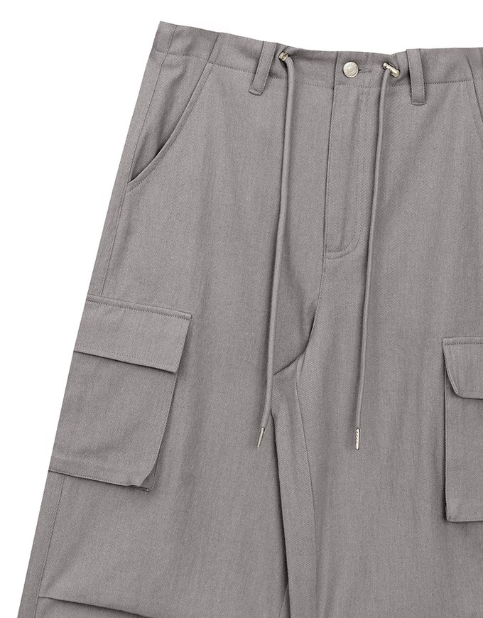 Drawstring Waist Wide Leg Cargo Pants with Pockets