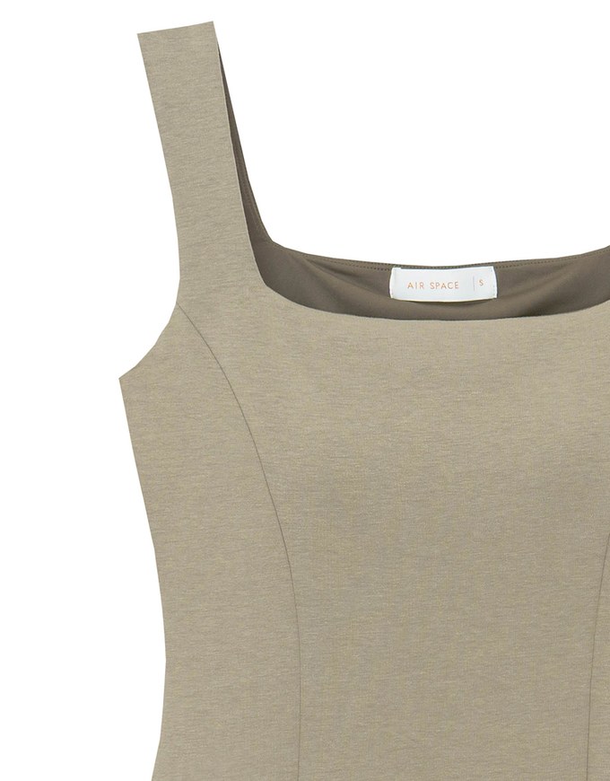 Classic Square Neck Wide Strap Fitted Padded Mini Dress