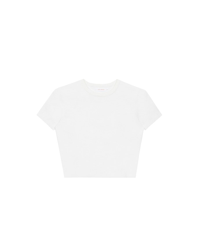Basic Crew Neck Knit Fitted Crop Top